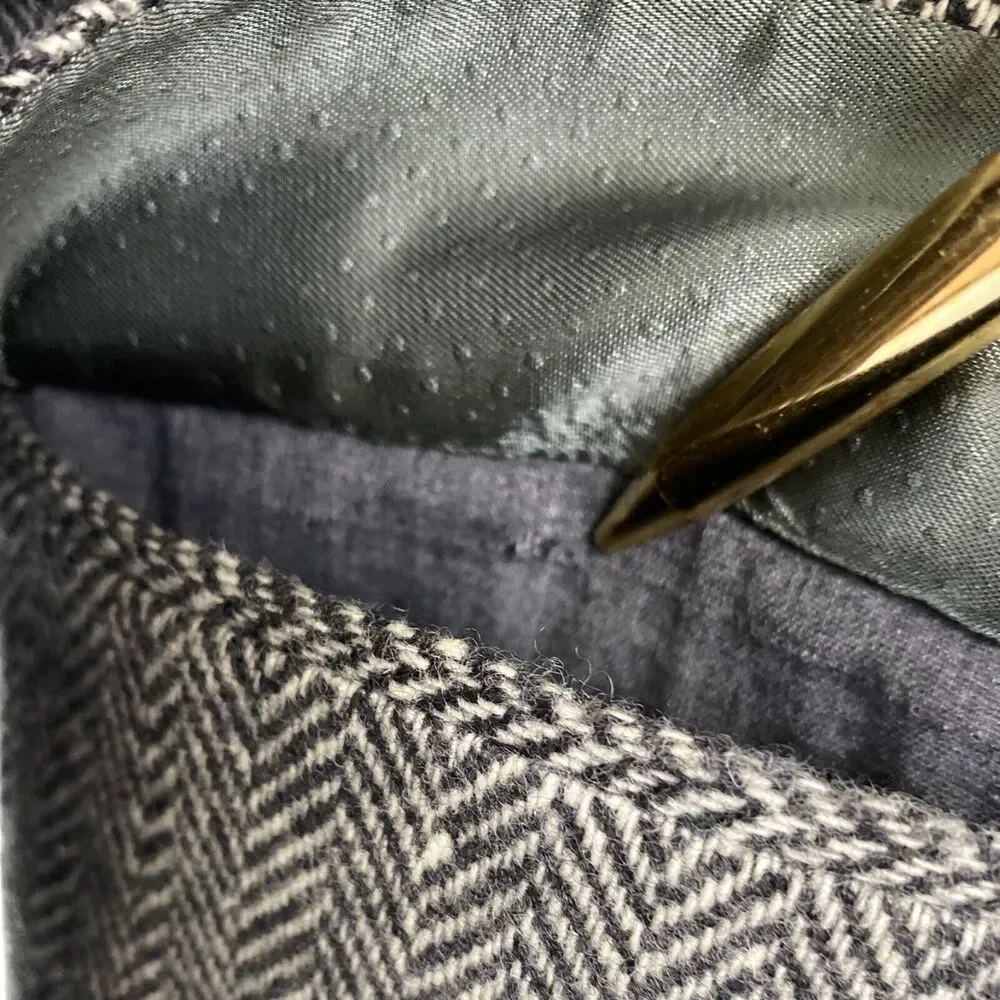 John Alexander Men’s Gray Tweed‎ Herringbone Wool Sport Coat Blazer Jacket 46R